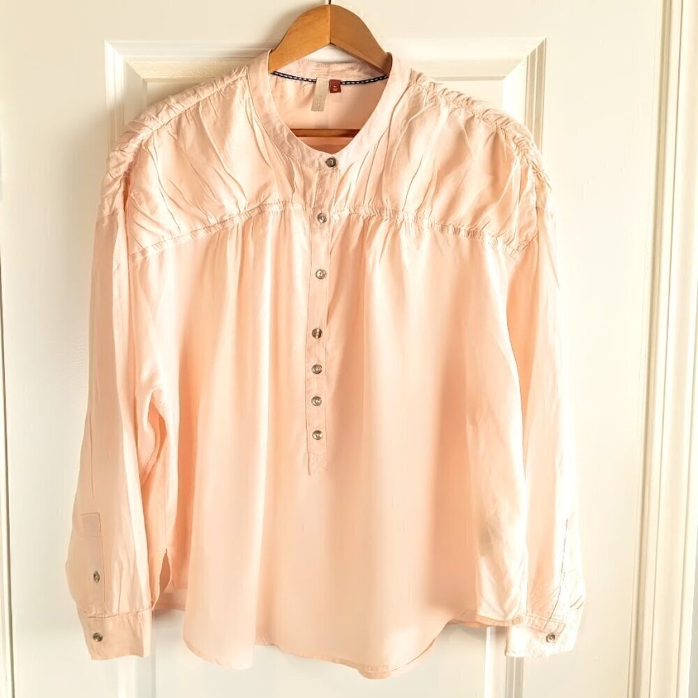 Pilcro Cotton Viscose Henley Pullover Top